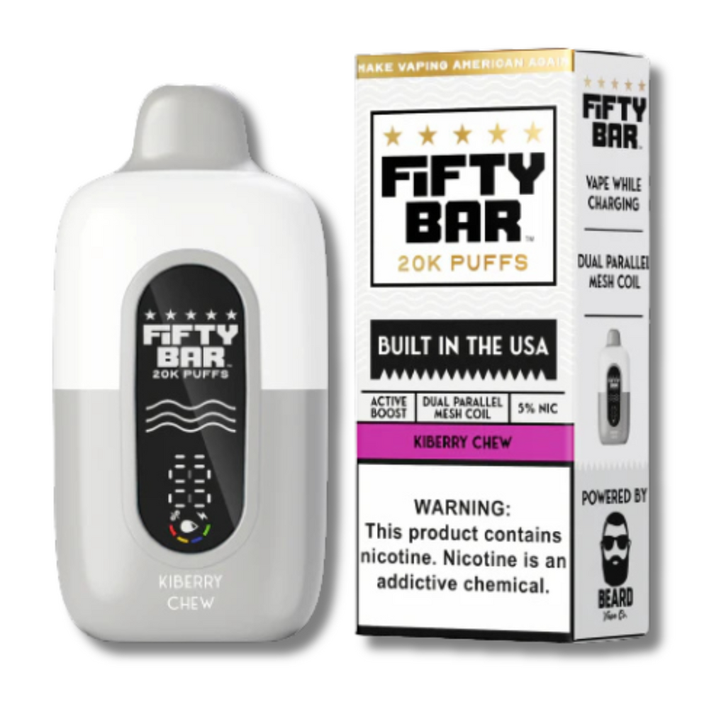 Kiberry Chew Fifty Bar 20K Disposable Vape - White Series