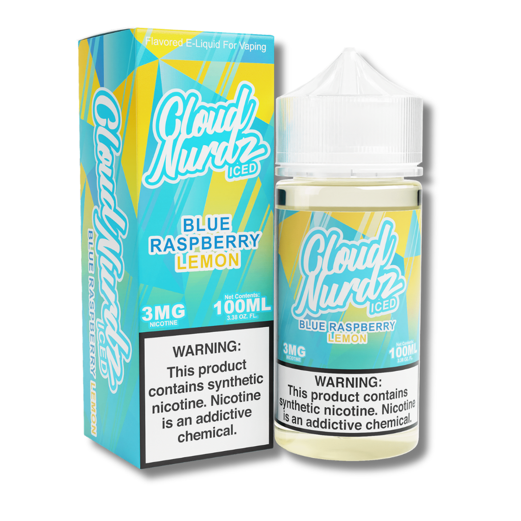 Cloud Nurdz Iced Freebase Vape Juice 100mL - Blue Raspberry Lemon Iced