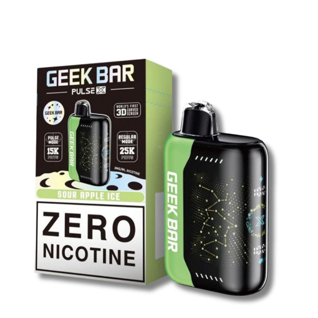 Geek Bar Pulse X 25K Zero Nicotine Disposable Vape - Sour Apple Ice Flavor