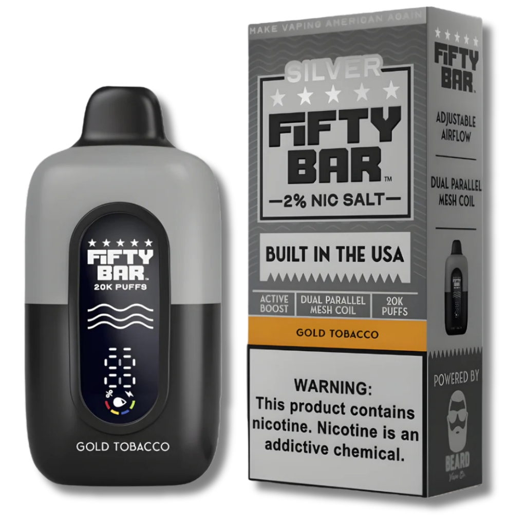 Fifty Bar V2 2% Nicotine Disposable Vape - Gold Tobacco 