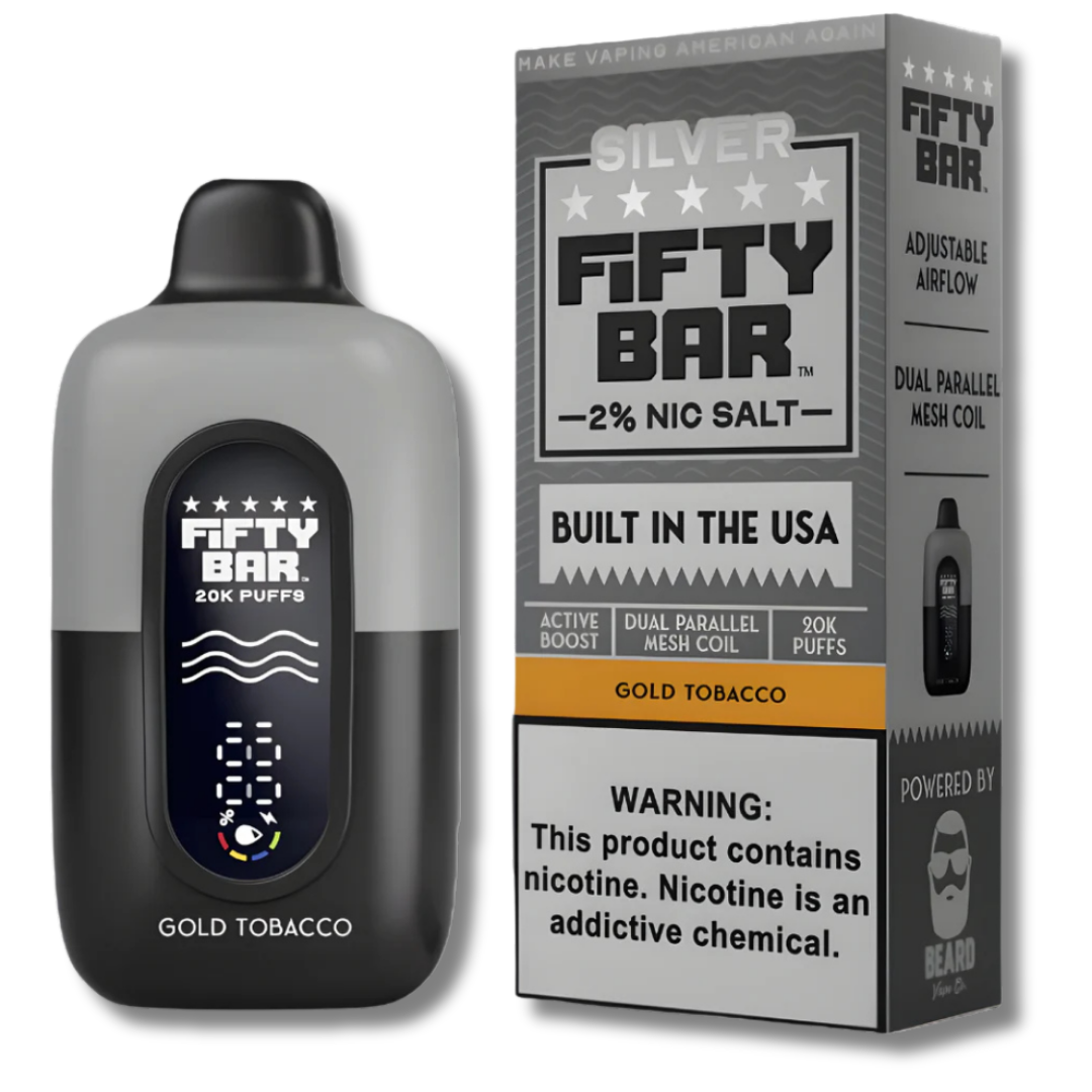 Fifty Bar V2 2% Nicotine Disposable Vape - Gold Tobacco 