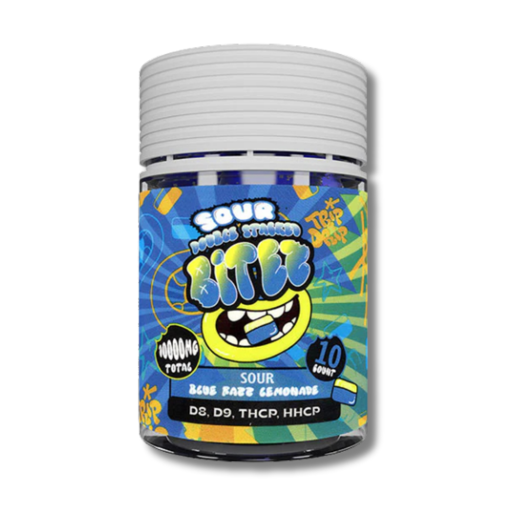 Double Stacked Bitez Gummies 10,000MG 10CT. - Sour Blue Razz Lemonade 